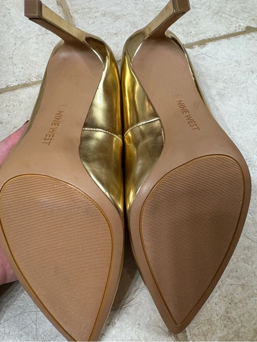 Nine West Metallic Gold Pointed Toe Pumps